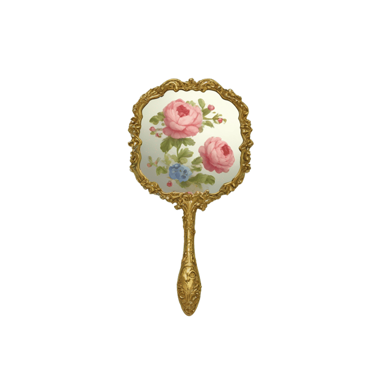 genmoji : floral rococo vintage hand mirror