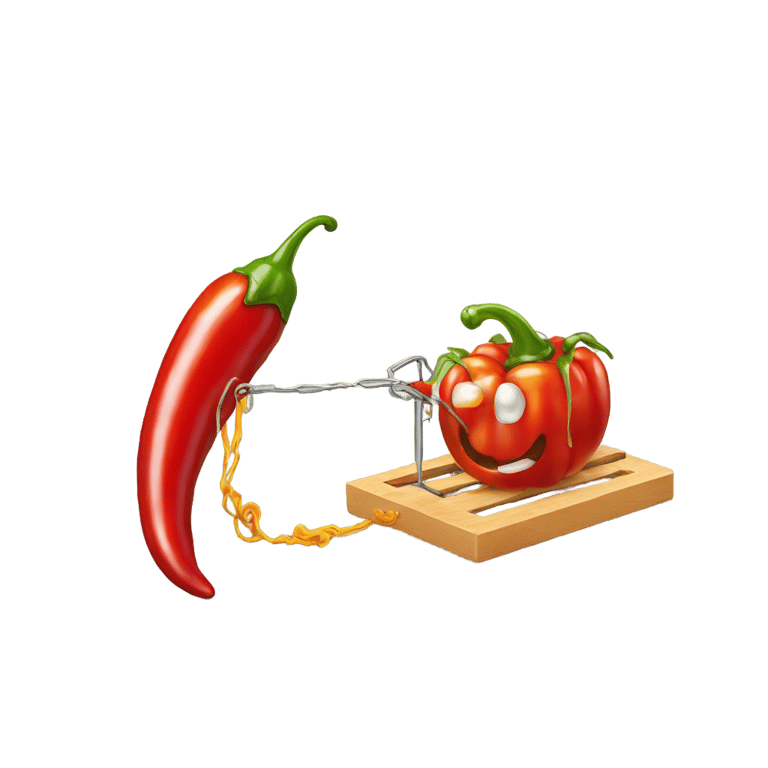 genmoji : a chilli pepper in a mousetrap