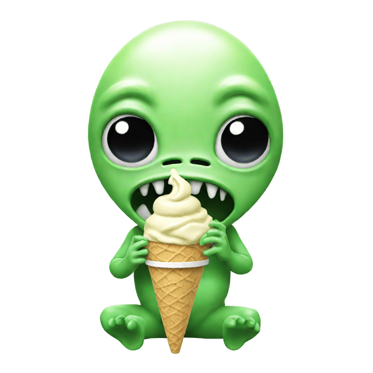 genmoji: Alien eating vanilla ice cream