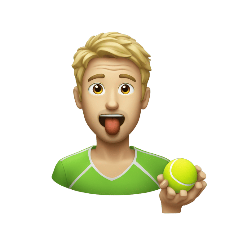 genmoji: A man eating a tennis ball