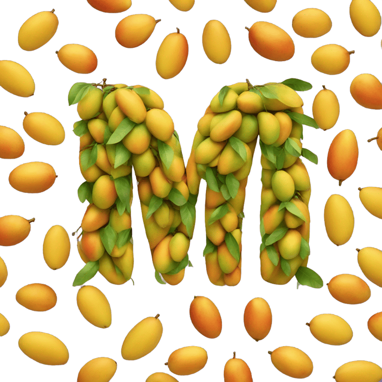 genmoji: Letter m made out of mangoes