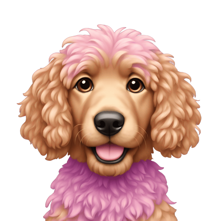 genmoji: Pink and purplle goldendodle