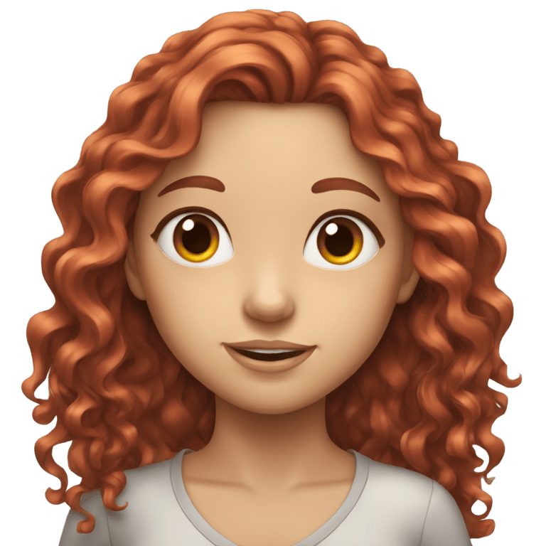 genmoji: Girl with long red wavy hair and gray eyes