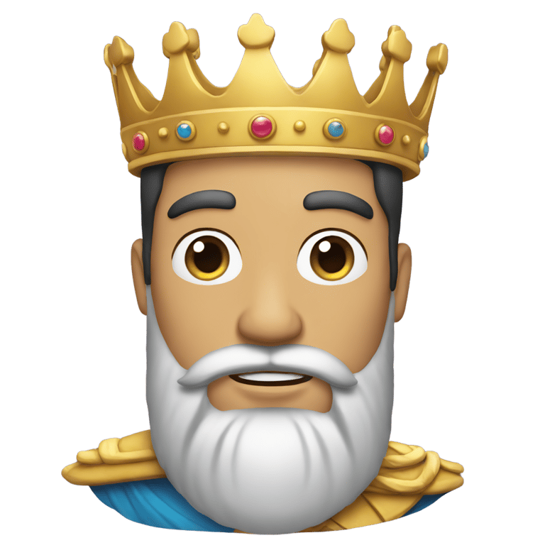 genmoji: king with beard wearing a crown and king costume and is fair skinned with black hair