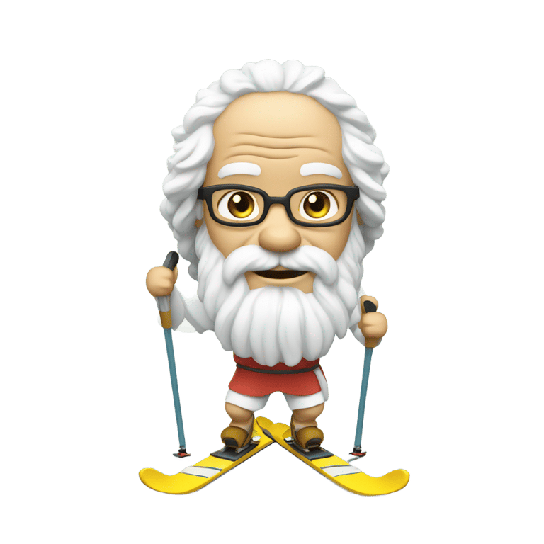 genmoji : Socrate sur des skis de montagne