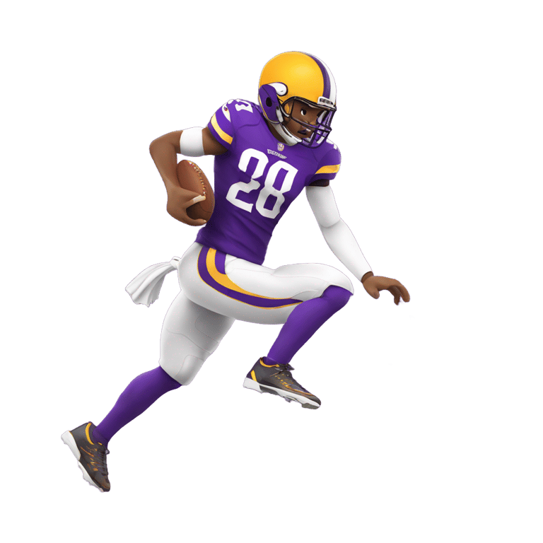 genmoji: Minnesota vikings football player running on the field about to catch a football on fire