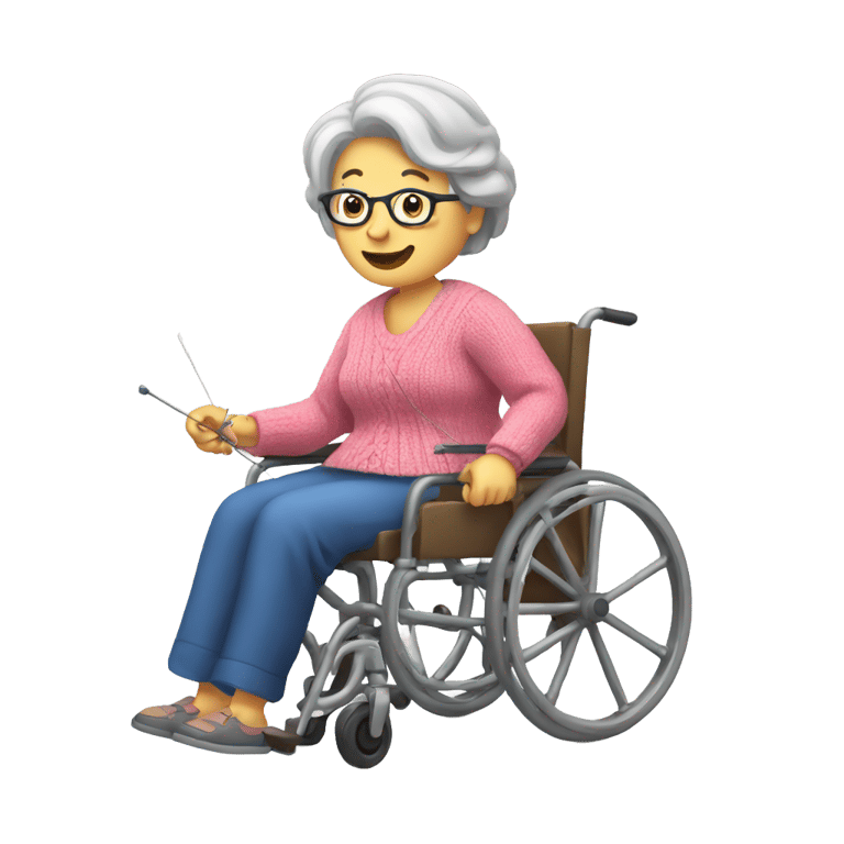 genmoji: Grandma knitting a wheelchair