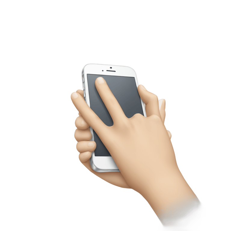 genmoji: One white hand having an Iphone into