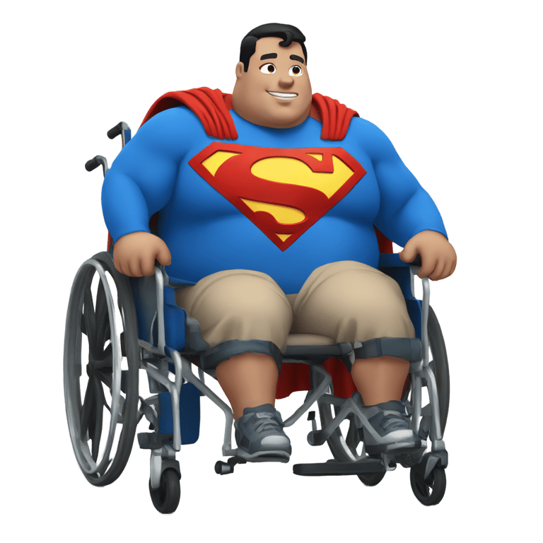 genmoji: Superman obese in a wheelchair