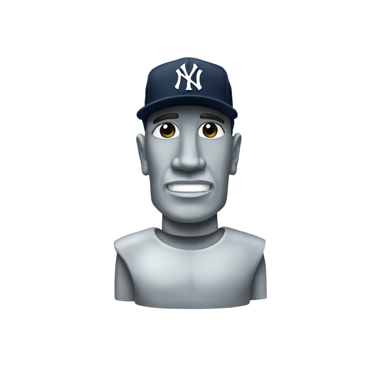 genmoji: Moai statue New York Yankees hat