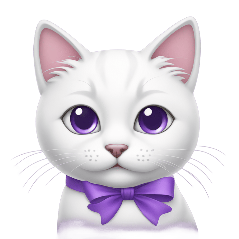 genmoji: Cute white cat with purple bow