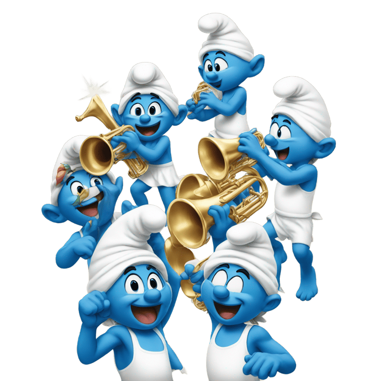 genmoji: Smurfs singing together