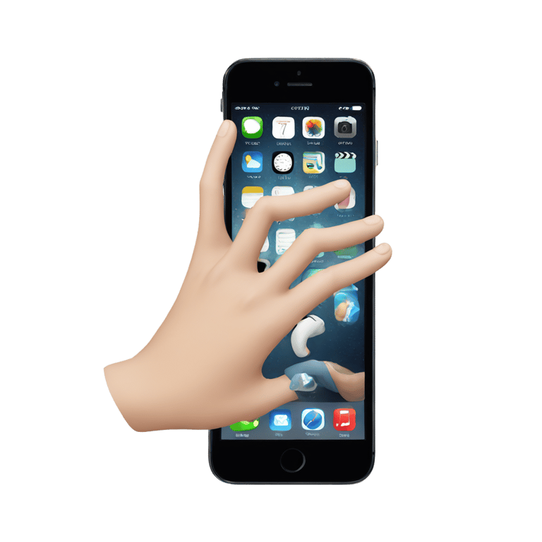 絵文字：One white hand having an Iphone into