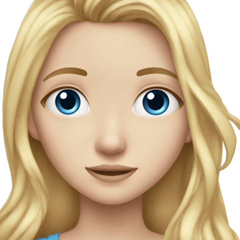 genmoji: Teenage girl with light skin and long hair and blue eyes