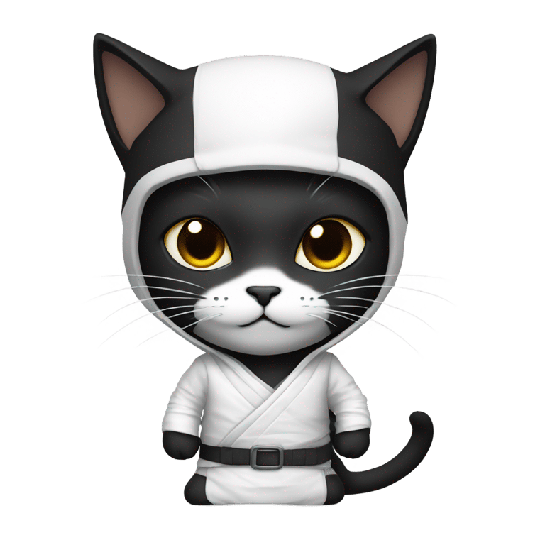 genmoji: black ninja cat in white outfit