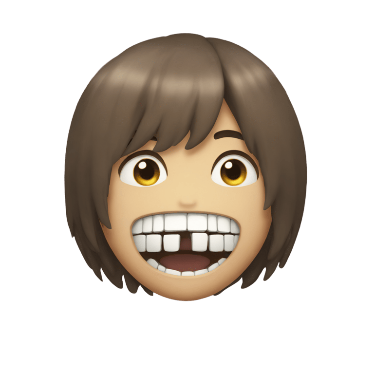 genmoji: make something horrifcally horrible while looking like frisk from undertale. Make it horrible, witha wide open mouth filled with narled teeth