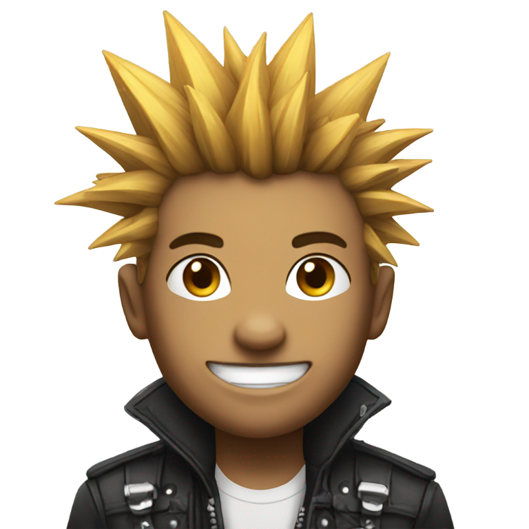 genmoji：戴着牙饰的坏笑和尖刺朋克发型