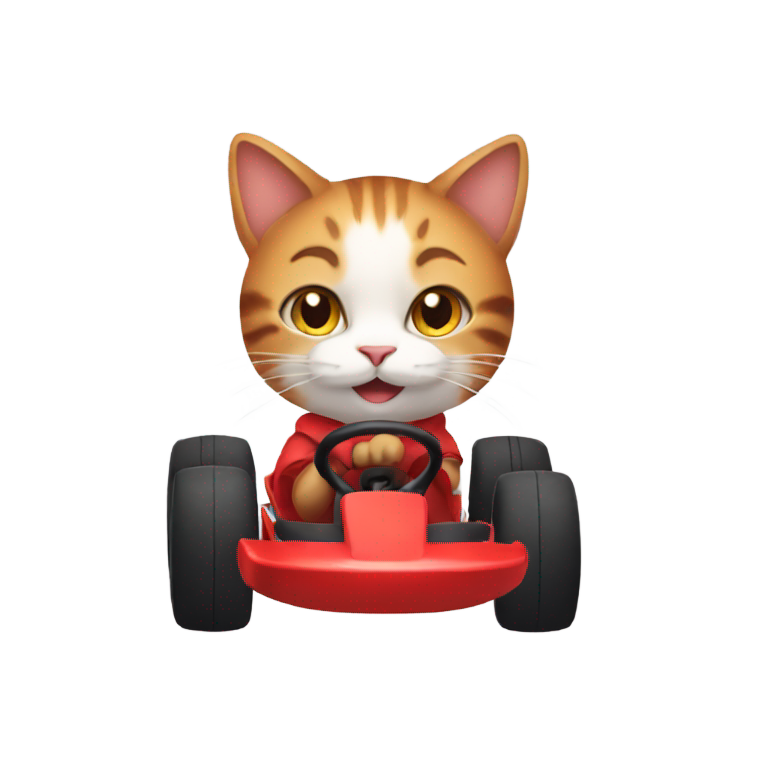 genmoji: a cat in a red kart
