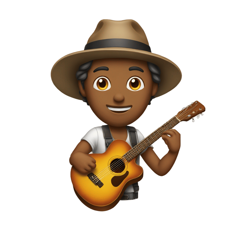 genmoji: A dude wearing a hat while playing the gutair