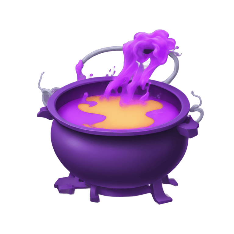 genmoji: witch cauldron with purple soup, stirred by an electric motor, CAD