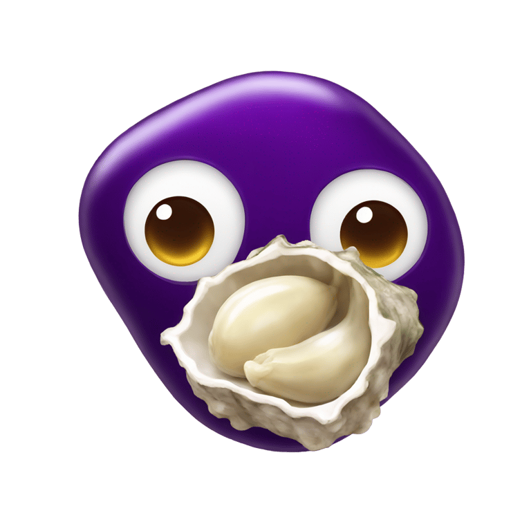 genmoji: a cartoon eggplant and an oyster kissing