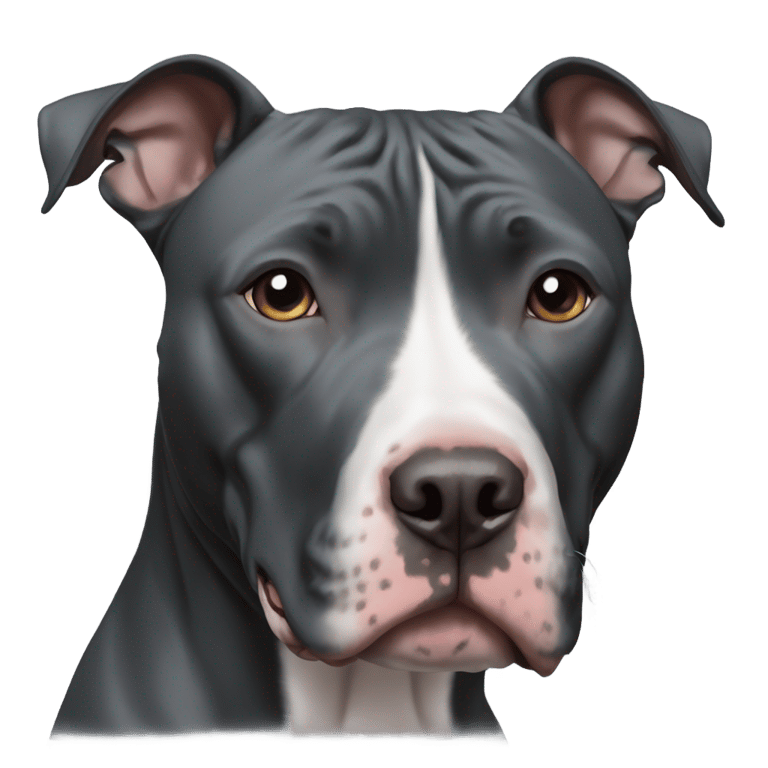 genmoji : Black American pit bull Terrier named Brekky