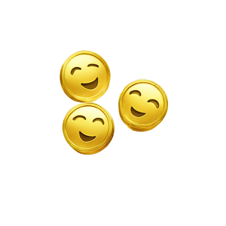 genmoji: two shiny gold coins levitating in air