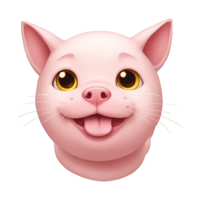 genmoji: cat look at pig