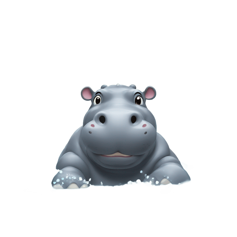 genmoji : a hippo bathing on the beach