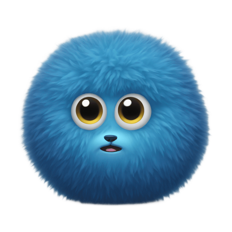 genmoji: Blue fat fluffy creature with big eyes