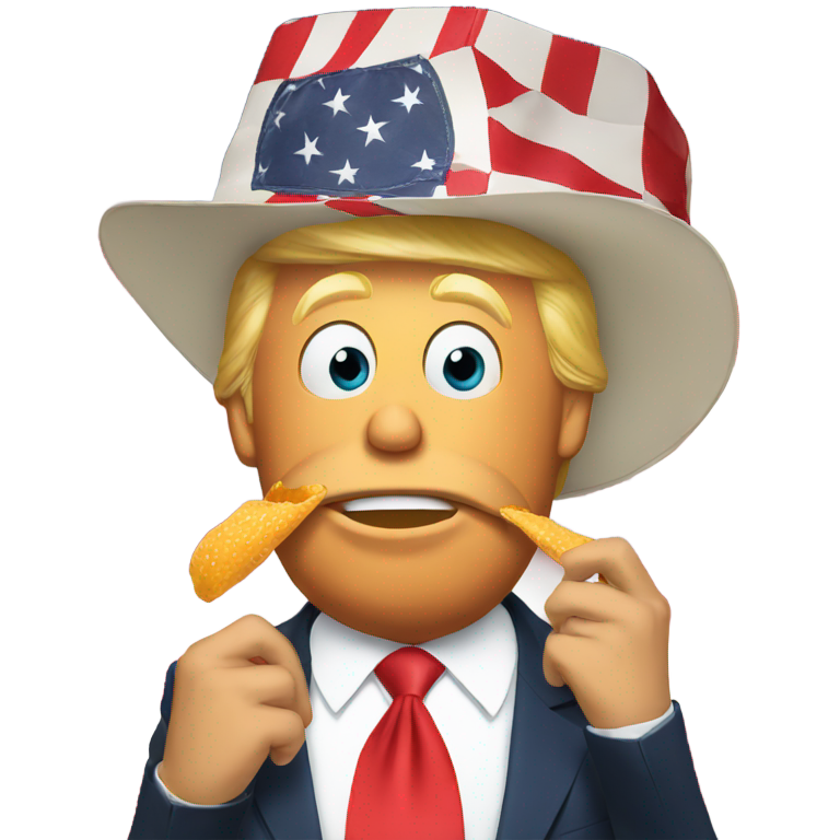 genmoji : Donald Trump mangeant un chapeau