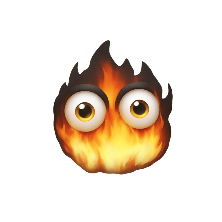 genmoji: A fire with two eyes and a mouth