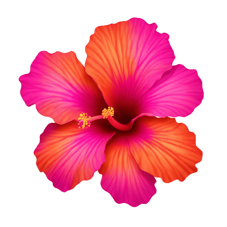 genmoji: A hot pink and orange hibiscus flower