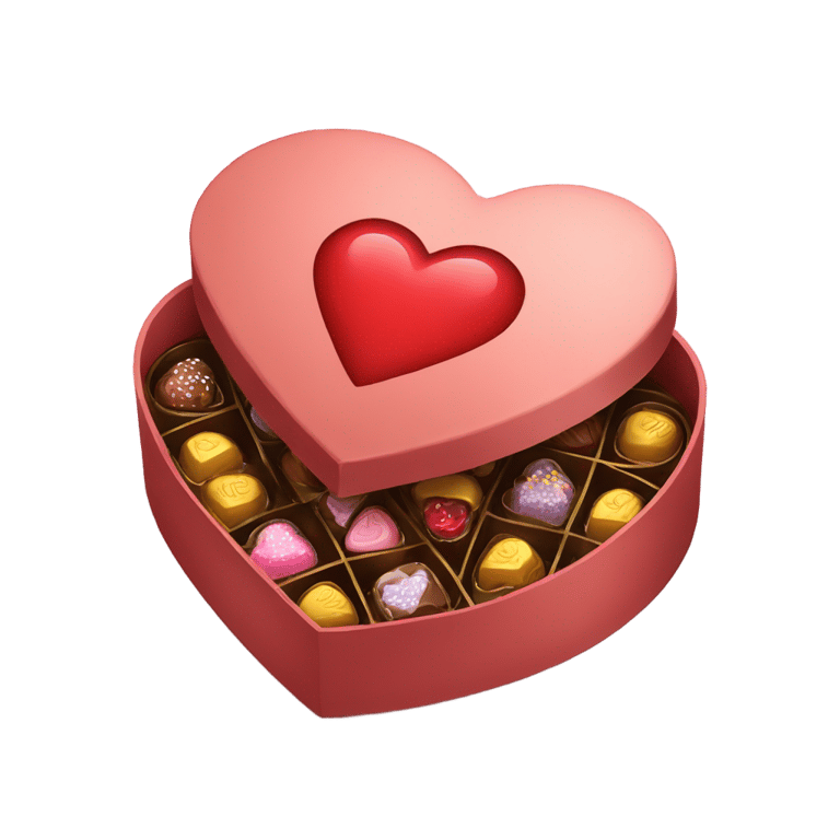 genmoji : A heart-shaped box with chocolates inside