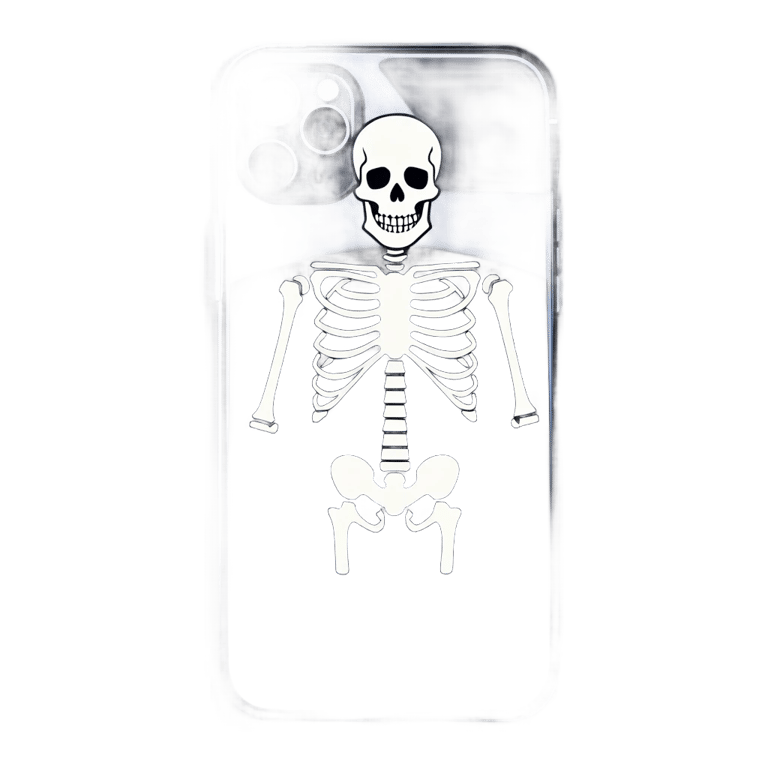 genmoji: Metal skeleton with a magsafe Iphone 16 pro