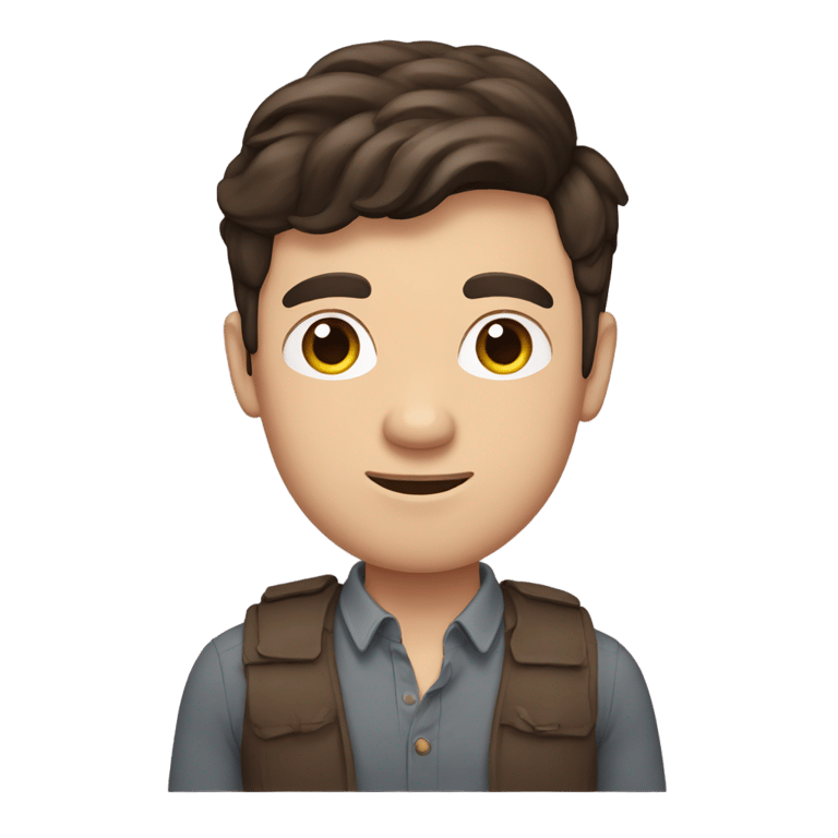 genmoji: Tall British gay man with flat dark brown hair