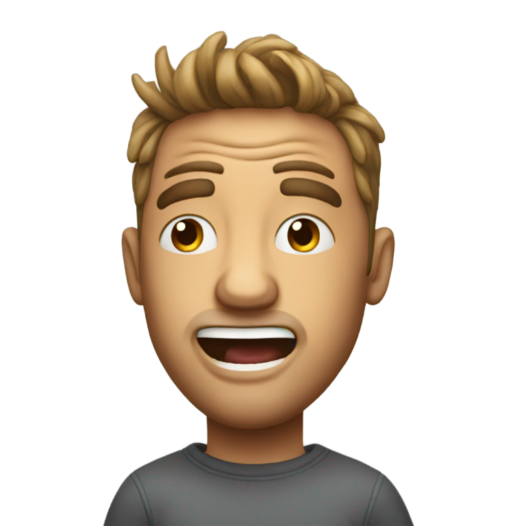 genmoji : Homme audacieux aspergé de quelque chose sur tout le visage