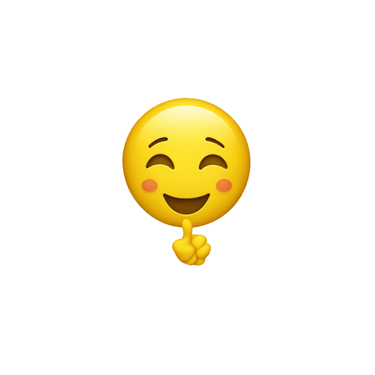 genmoji: yellow happy face emoji with quotation hand marks