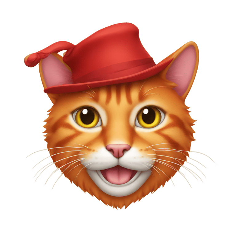 genmoji: A red cat with a hat