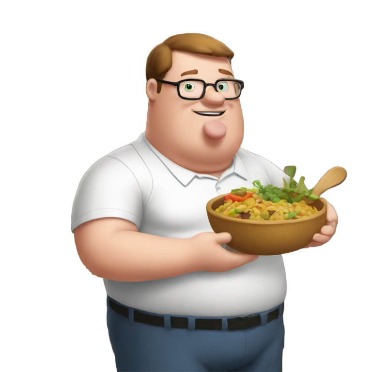 prompt: peter griffin gives food to people in africa