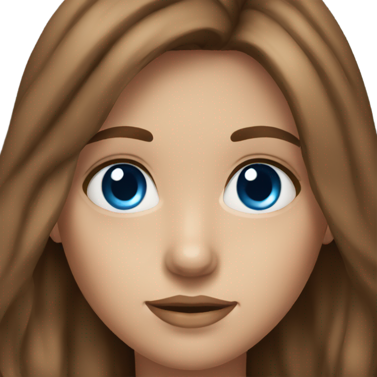 genmoji: A girl who looks like photo with blue eyes brown hair