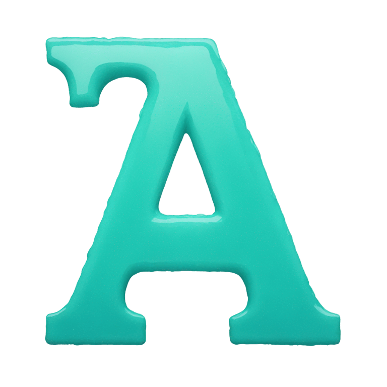 genmoji: Letter a made out of aquamarine paint