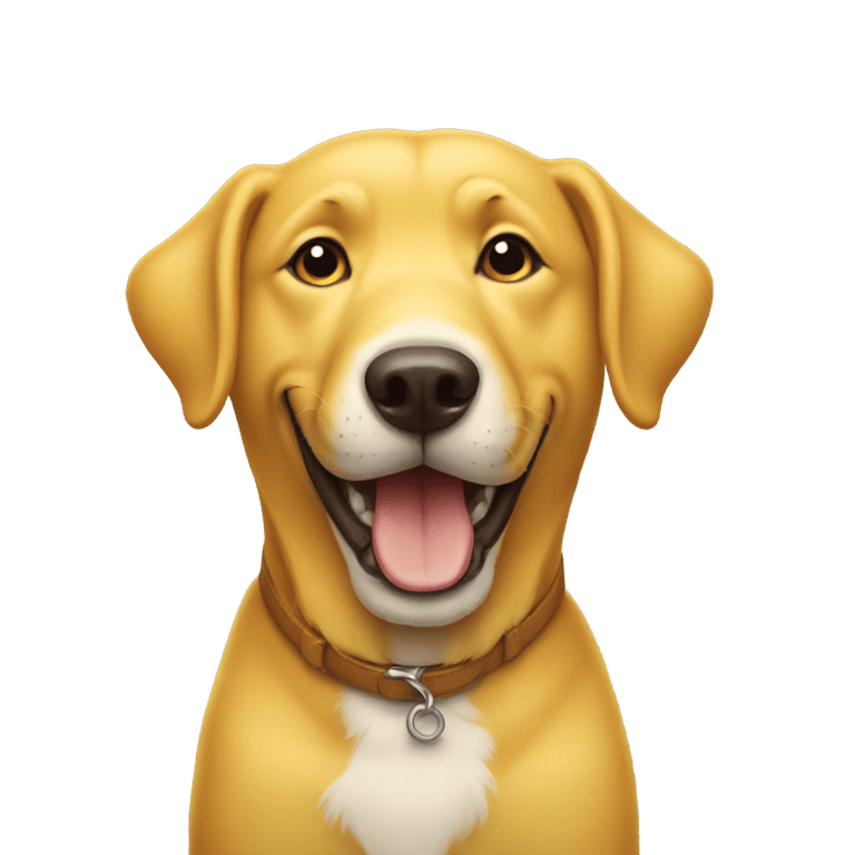 genmoji: a yellow dog smiling