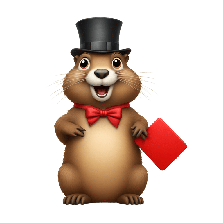 genmoji: Groundhog holding a large red sign