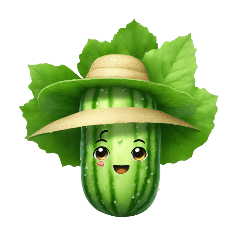 genmoji : Un concombre portant un chapeau de pluie