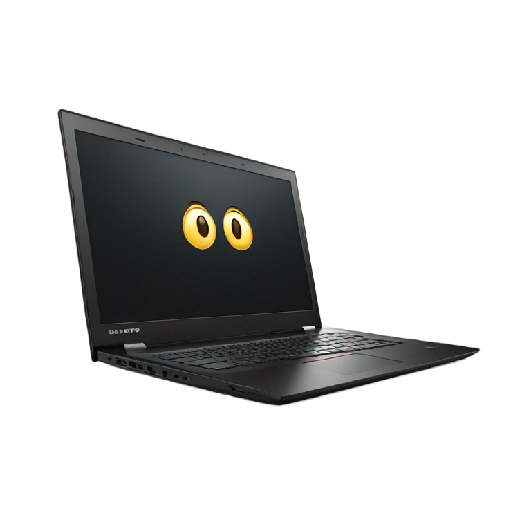 genmoji : Ordinateur portable Lenovo avec écran sombre pour le codage