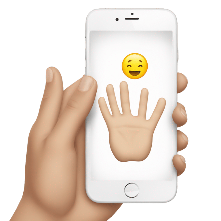 genmoji: One white hand having an Iphone into