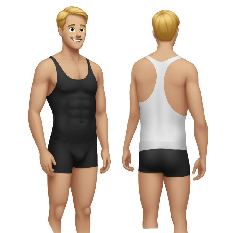 genmoji: white man wearing black briefs