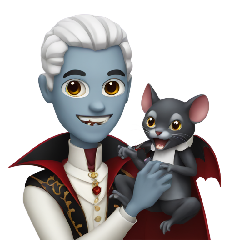 genmoji : Vampire tenant une souris