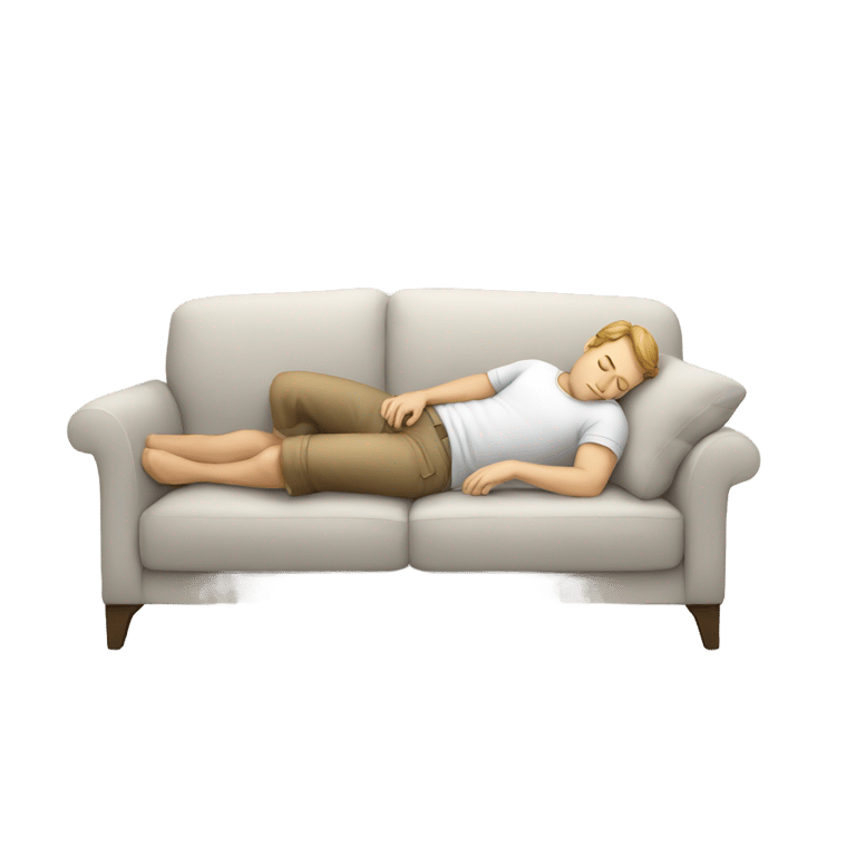 絵文字：white man sleeping on couch laying down